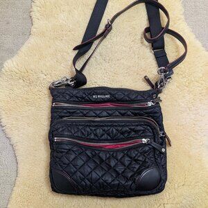 MZ Wallace Downtown Crosby CROSSBODY Tote Black Quilted Canvas